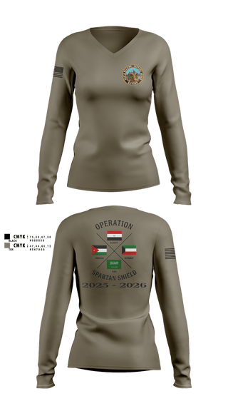 Womens Long Sleeve Vneck Shirt, 650th RSG, Army, Teamtime, Team time, sublimation, custom sports apparel, team uniforms, spirit wear, spiritwear, sports uniforms, custom shirts, team store, custom team store, fundraiser sports, apparel fundraiser