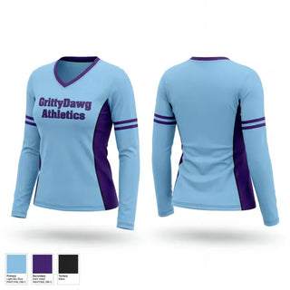 Womens Long Sleeve Vneck Shirt, GrittyDawg Athletics, , Teamtime, Team time, sublimation, custom sports apparel, team uniforms, spirit wear, spiritwear, sports uniforms, custom shirts, team store, custom team store, fundraiser sports, apparel fundraiser