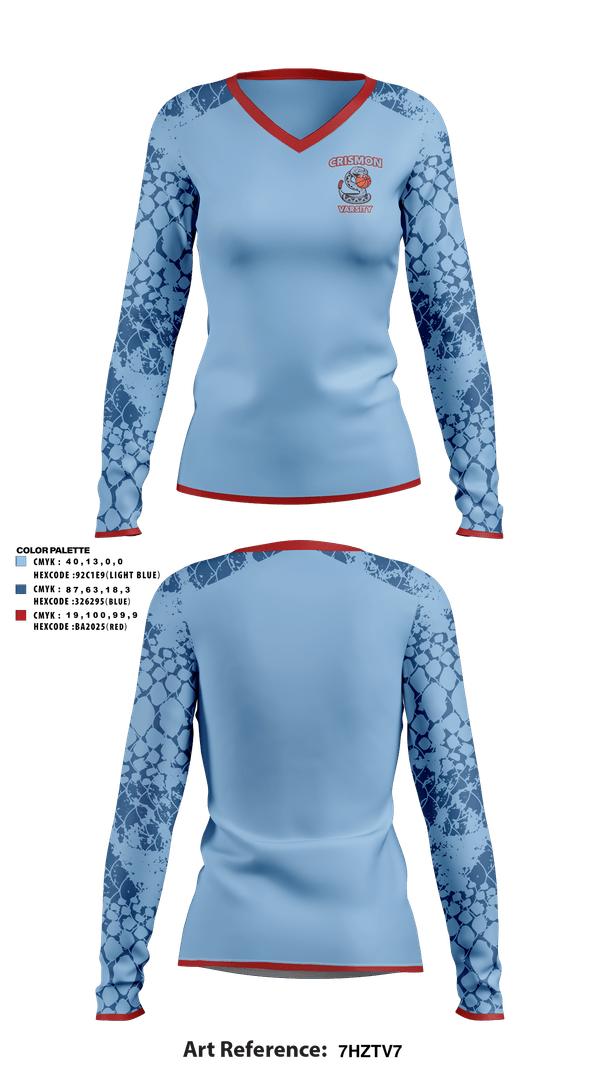 Womens Long Sleeve Vneck Shirt, Crismon Rattlers, Women's Basketball, Teamtime, Team time, sublimation, custom sports apparel, team uniforms, spirit wear, spiritwear, sports uniforms, custom shirts, team store, custom team store, fundraiser sports, apparel fundraiser