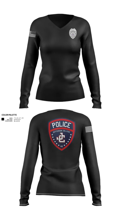 Jefferson College Police Department 39962708 Women's Long Sleeve V-neck Shirt - 21