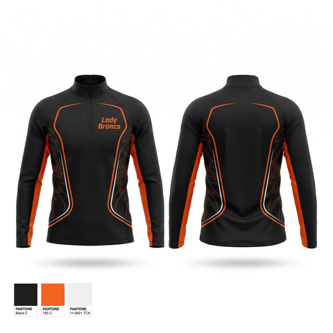 Quarter Zip Jacket, Lady Broncs, Women's Basketball, Teamtime, Team time, sublimation, custom sports apparel, team uniforms, spirit wear, spiritwear, sports uniforms, custom shirts, team store, custom team store, fundraiser sports, apparel fundraiser