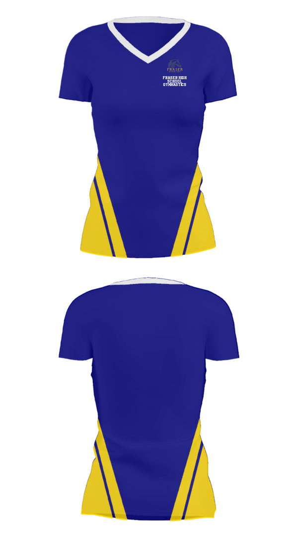 Women's Short Sleeve Vneck Shirt, Fraser High School Gymnastics, Spirit Store, Teamtime, Team time, sublimation, custom sports apparel, team uniforms, spirit wear, spiritwear, sports uniforms, custom shirts, team store, custom team store, fundraiser sports, apparel fundraiser