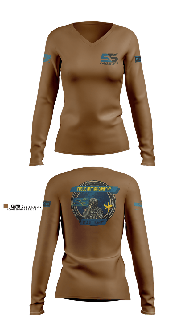 Womens Long Sleeve Vneck Shirt, 55th ComCam Kraken, Army, Teamtime, Team time, sublimation, custom sports apparel, team uniforms, spirit wear, spiritwear, sports uniforms, custom shirts, team store, custom team store, fundraiser sports, apparel fundraiser