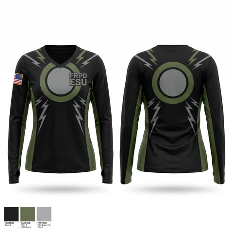 Womens Long Sleeve Vneck Shirt, FRPD ESU, Police, Teamtime, Team time, sublimation, custom sports apparel, team uniforms, spirit wear, spiritwear, sports uniforms, custom shirts, team store, custom team store, fundraiser sports, apparel fundraiser