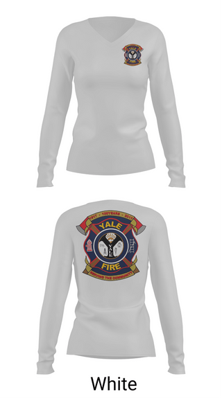Womens Long Sleeve Vneck Shirt, Yale Fire Department, Fire Department, Teamtime, Team time, sublimation, custom sports apparel, team uniforms, spirit wear, spiritwear, sports uniforms, custom shirts, team store, custom team store, fundraiser sports, apparel fundraiser