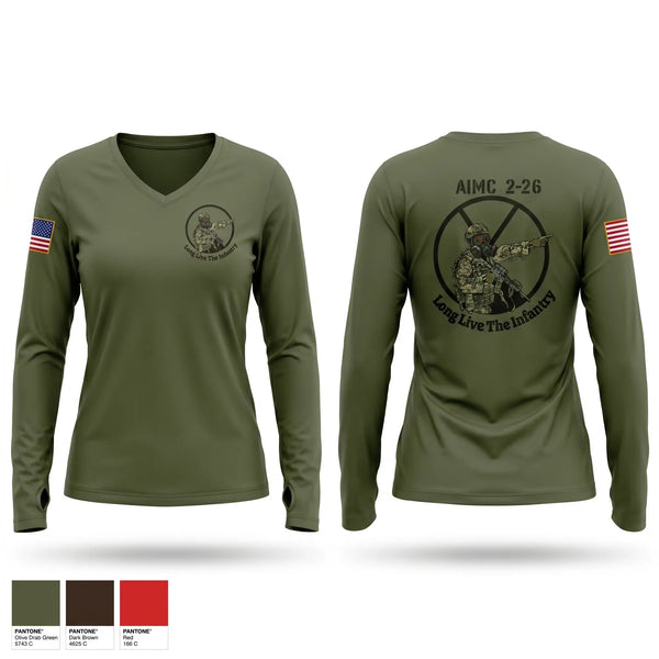 Womens Long Sleeve Vneck Shirt, AIMC 2-26, Marines, Teamtime, Team time, sublimation, custom sports apparel, team uniforms, spirit wear, spiritwear, sports uniforms, custom shirts, team store, custom team store, fundraiser sports, apparel fundraiser