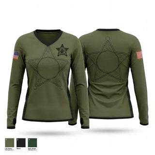 Womens Long Sleeve Vneck Shirt, BCSO K9 UNIT, Police, Teamtime, Team time, sublimation, custom sports apparel, team uniforms, spirit wear, spiritwear, sports uniforms, custom shirts, team store, custom team store, fundraiser sports, apparel fundraiser