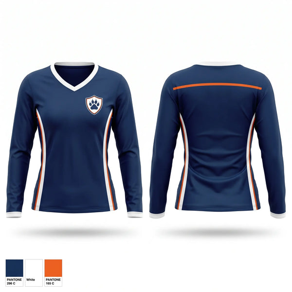 Womens Long Sleeve Vneck Shirt, Delmar, Men's Soccer, Teamtime, Team time, sublimation, custom sports apparel, team uniforms, spirit wear, spiritwear, sports uniforms, custom shirts, team store, custom team store, fundraiser sports, apparel fundraiser