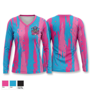 Womens Long Sleeve Vneck Shirt, Hippos, Baseball, Teamtime, Team time, sublimation, custom sports apparel, team uniforms, spirit wear, spiritwear, sports uniforms, custom shirts, team store, custom team store, fundraiser sports, apparel fundraiser