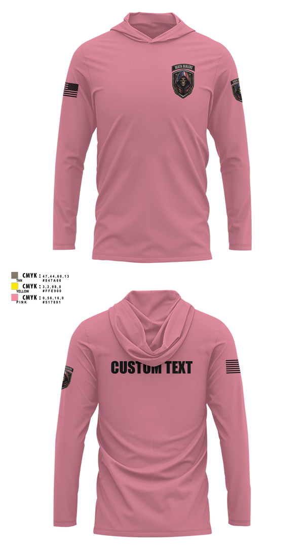 Long Sleeve hooded sunshirt, Death DealersDeath Dealers Airsoft, Spirit Store, Teamtime, Team time, sublimation, custom sports apparel, team uniforms, spirit wear, spiritwear, sports uniforms, custom shirts, team store, custom team store, fundraiser sports, apparel fundraiser