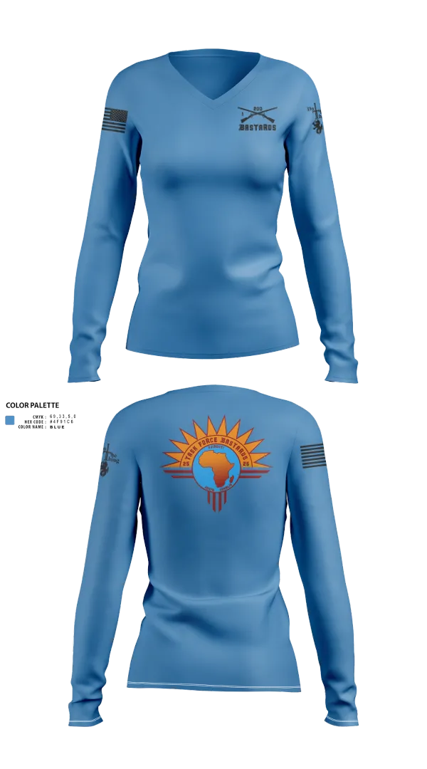 Womens Long Sleeve Vneck Shirt, Task Force Bastards, , Teamtime, Team time, sublimation, custom sports apparel, team uniforms, spirit wear, spiritwear, sports uniforms, custom shirts, team store, custom team store, fundraiser sports, apparel fundraiser