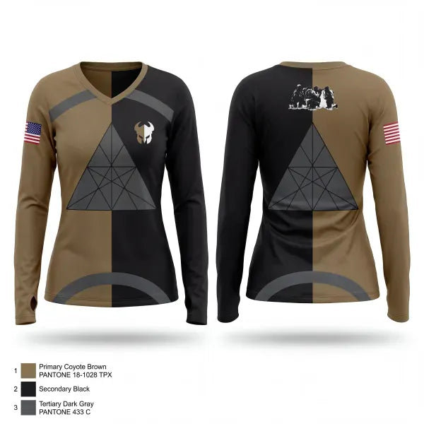 Womens Long Sleeve Vneck Shirt, 5th Combat Readiness School, Air Force, Teamtime, Team time, sublimation, custom sports apparel, team uniforms, spirit wear, spiritwear, sports uniforms, custom shirts, team store, custom team store, fundraiser sports, apparel fundraiser