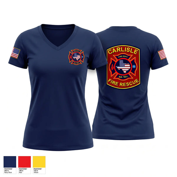 Womens Short Sleeve Vneck Shirt, Carlisle Fire & Rescue, Fire Department, Teamtime, Team time, sublimation, custom sports apparel, team uniforms, spirit wear, spiritwear, sports uniforms, custom shirts, team store, custom team store, fundraiser sports, apparel fundraiser