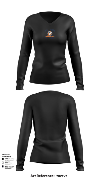 Womens Long Sleeve Vneck Shirt, R-S Central Hilltoppers Volleyball, Women's Volleyball, Teamtime, Team time, sublimation, custom sports apparel, team uniforms, spirit wear, spiritwear, sports uniforms, custom shirts, team store, custom team store, fundraiser sports, apparel fundraiser