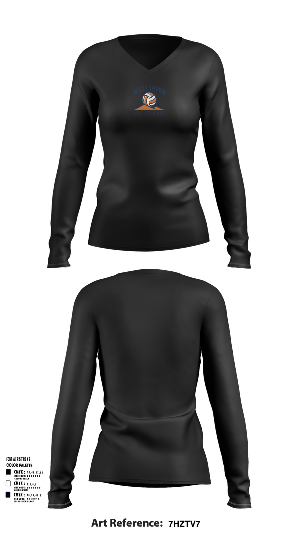 Womens Long Sleeve Vneck Shirt, R-S Central Hilltoppers Volleyball, Women's Volleyball, Teamtime, Team time, sublimation, custom sports apparel, team uniforms, spirit wear, spiritwear, sports uniforms, custom shirts, team store, custom team store, fundraiser sports, apparel fundraiser