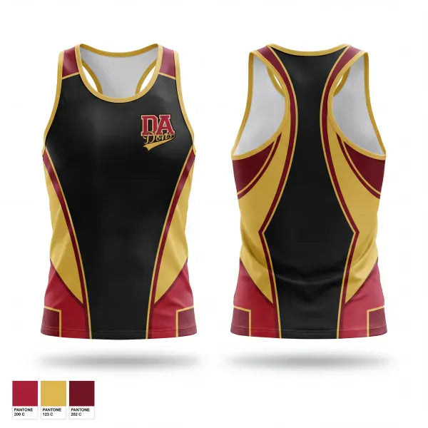 Mens Track Singlet, DeAnza High School Dons, Track & Field, Teamtime, Team time, sublimation, custom sports apparel, team uniforms, spirit wear, spiritwear, sports uniforms, custom shirts, team store, custom team store, fundraiser sports, apparel fundraiser