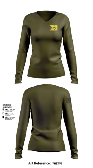 Womens Long Sleeve Vneck Shirt, E1-81 AR BDE, , Teamtime, Team time, sublimation, custom sports apparel, team uniforms, spirit wear, spiritwear, sports uniforms, custom shirts, team store, custom team store, fundraiser sports, apparel fundraiser