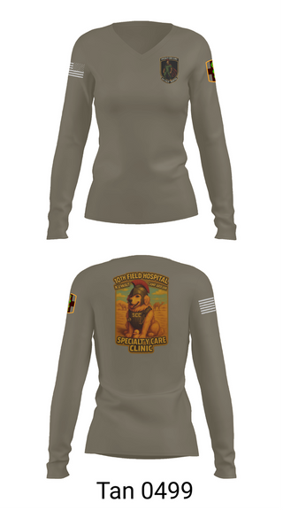 Womens Long Sleeve Vneck Shirt, SCC 10th Field Hospital, , Teamtime, Team time, sublimation, custom sports apparel, team uniforms, spirit wear, spiritwear, sports uniforms, custom shirts, team store, custom team store, fundraiser sports, apparel fundraiser