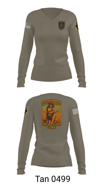 SCC 10th Field Hospital 86139824 Women's Long Sleeve V-neck Shirt - 77