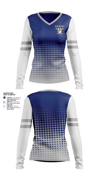 Womens Long Sleeve Vneck Shirt, Brent Raiders, , Teamtime, Team time, sublimation, custom sports apparel, team uniforms, spirit wear, spiritwear, sports uniforms, custom shirts, team store, custom team store, fundraiser sports, apparel fundraiser