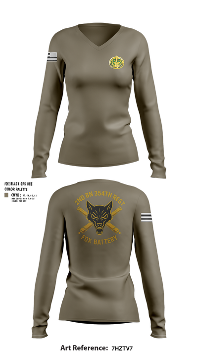 2ND BN 354 REGT 8230851 Women's Long Sleeve V-neck Shirt - 100