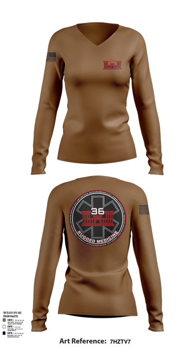 36 Engineer Brigade 21173189 Women's Long Sleeve V-neck Shirt - 101