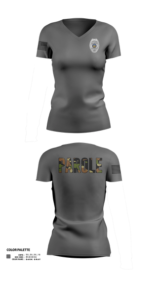 Womens Short Sleeve Vneck Shirt, Adult Parole Authority, Police, Teamtime, Team time, sublimation, custom sports apparel, team uniforms, spirit wear, spiritwear, sports uniforms, custom shirts, team store, custom team store, fundraiser sports, apparel fundraiser