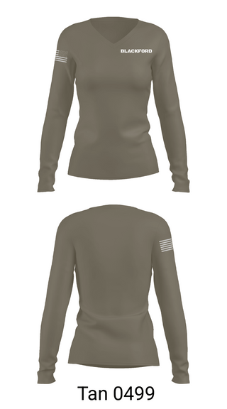 Womens Long Sleeve Vneck Shirt, BLACKFORD, Army, Teamtime, Team time, sublimation, custom sports apparel, team uniforms, spirit wear, spiritwear, sports uniforms, custom shirts, team store, custom team store, fundraiser sports, apparel fundraiser