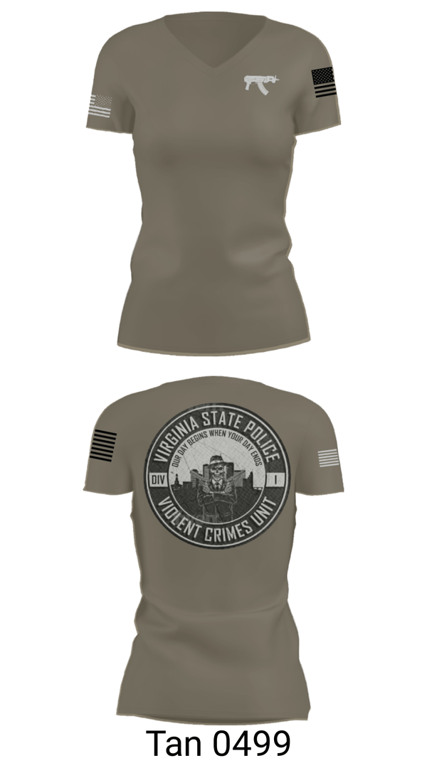 Women's Short Sleeve Vneck Shirt, Violent Crimes Unit, Police, Teamtime, Team time, sublimation, custom sports apparel, team uniforms, spirit wear, spiritwear, sports uniforms, custom shirts, team store, custom team store, fundraiser sports, apparel fundraiser
