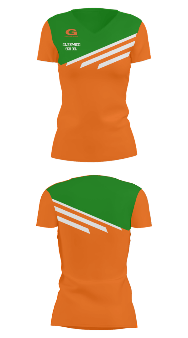 Women's Short Sleeve Vneck Shirt, Glenwood School, Spirit Store, Teamtime, Team time, sublimation, custom sports apparel, team uniforms, spirit wear, spiritwear, sports uniforms, custom shirts, team store, custom team store, fundraiser sports, apparel fundraiser