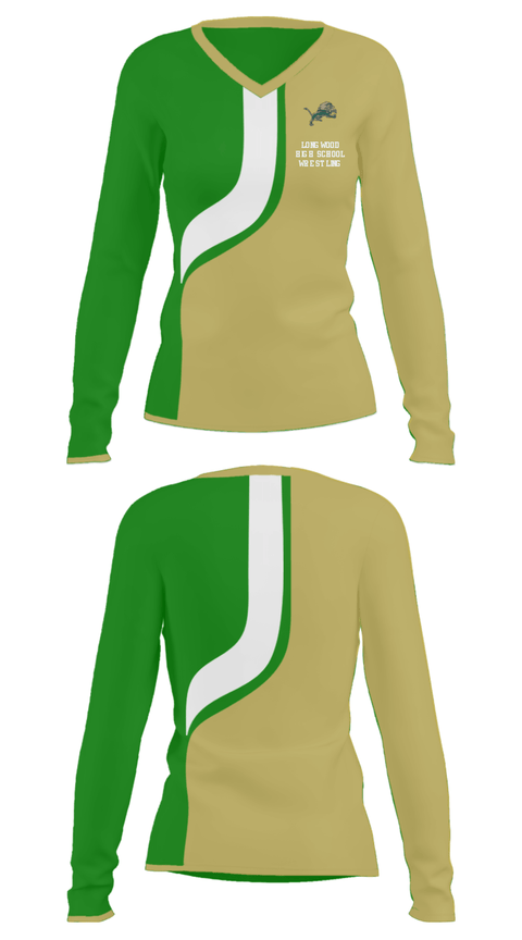 Women's Long Sleeve Vneck Shirt, Longwood High School Wrestling, Wrestling, Teamtime, Team time, sublimation, custom sports apparel, team uniforms, spirit wear, spiritwear, sports uniforms, custom shirts, team store, custom team store, fundraiser sports, apparel fundraiser