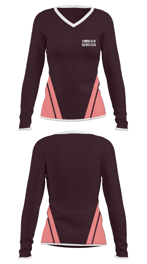 Women's Long Sleeve Vneck Shirt, Corso Air Services, , Teamtime, Team time, sublimation, custom sports apparel, team uniforms, spirit wear, spiritwear, sports uniforms, custom shirts, team store, custom team store, fundraiser sports, apparel fundraiser
