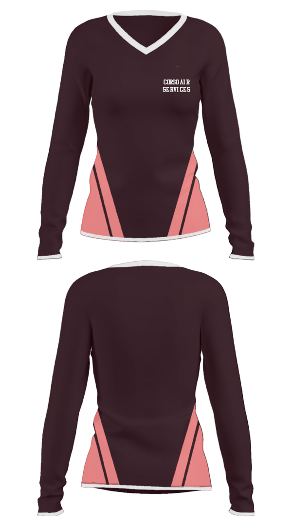 Women's Long Sleeve Vneck Shirt, Corso Air Services, , Teamtime, Team time, sublimation, custom sports apparel, team uniforms, spirit wear, spiritwear, sports uniforms, custom shirts, team store, custom team store, fundraiser sports, apparel fundraiser