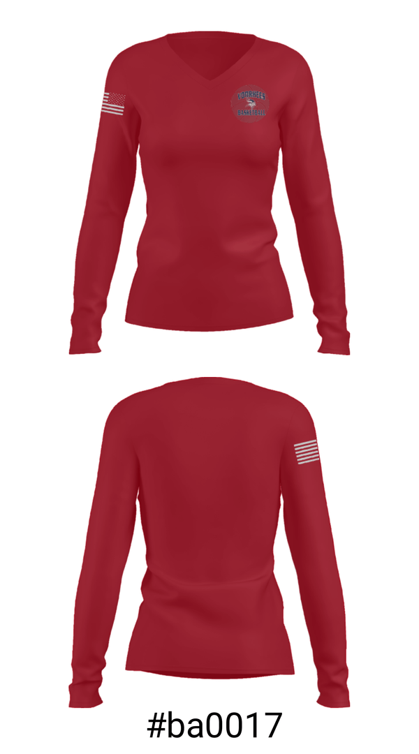 Women's Long Sleeve Vneck Shirt, Voorhees Basketball Association, Women's Basketball, Teamtime, Team time, sublimation, custom sports apparel, team uniforms, spirit wear, spiritwear, sports uniforms, custom shirts, team store, custom team store, fundraiser sports, apparel fundraiser
