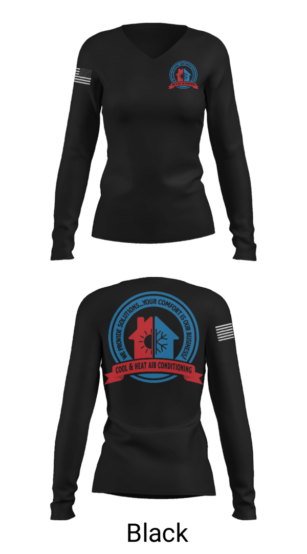 Women's Long Sleeve Vneck Shirt, Cool & Heat Air Conditioning, , Teamtime, Team time, sublimation, custom sports apparel, team uniforms, spirit wear, spiritwear, sports uniforms, custom shirts, team store, custom team store, fundraiser sports, apparel fundraiser