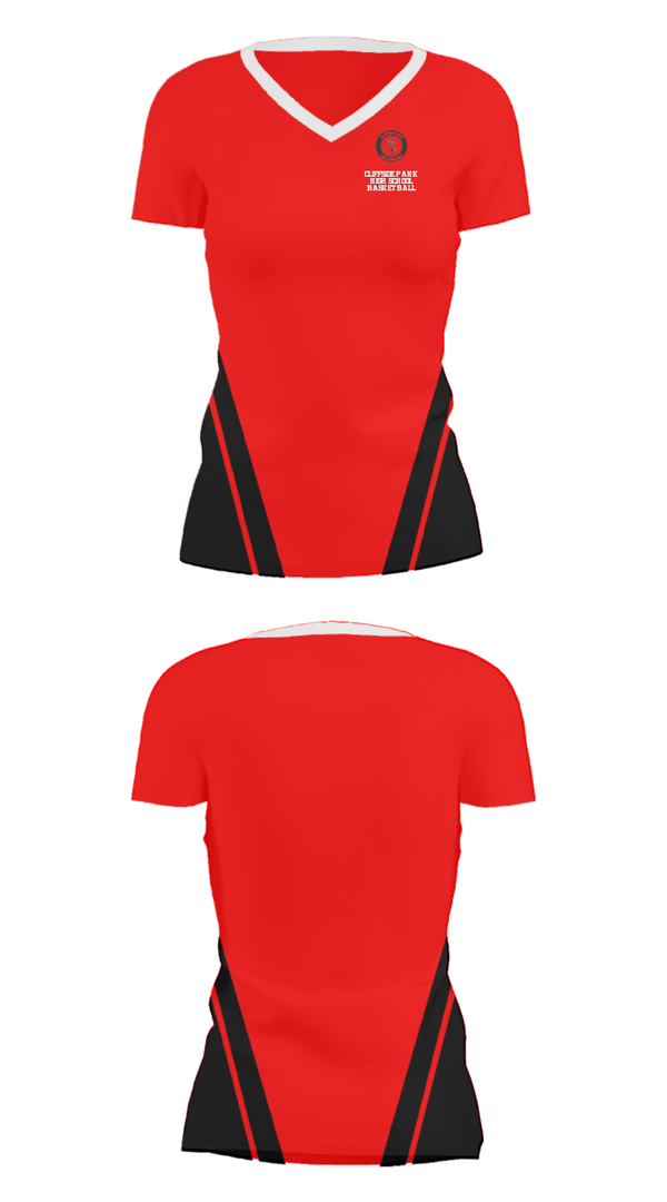 Women's Short Sleeve Vneck Shirt, Cliffside Park High School Basketball, Women's Basketball, Teamtime, Team time, sublimation, custom sports apparel, team uniforms, spirit wear, spiritwear, sports uniforms, custom shirts, team store, custom team store, fundraiser sports, apparel fundraiser