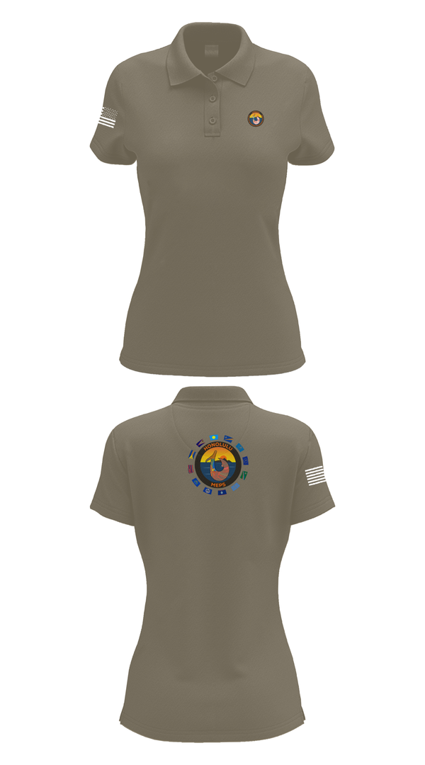 Womens Short Sleeve Performance Polo, Honolulu MEPS, Navy, Teamtime, Team time, sublimation, custom sports apparel, team uniforms, spirit wear, spiritwear, sports uniforms, custom shirts, team store, custom team store, fundraiser sports, apparel fundraiser