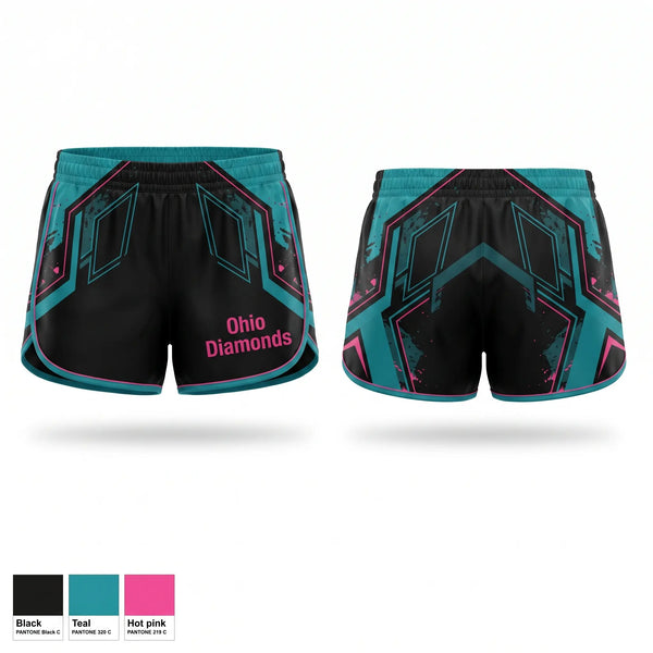 Womens Shorts, Ohio Diamonds, Softball, Teamtime, Team time, sublimation, custom sports apparel, team uniforms, spirit wear, spiritwear, sports uniforms, custom shirts, team store, custom team store, fundraiser sports, apparel fundraiser