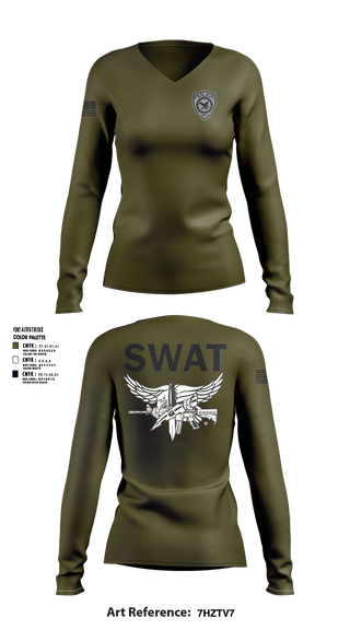 Womens Long Sleeve Vneck Shirt, ALAMO AREA METRO SWAT TEAM, Police, Teamtime, Team time, sublimation, custom sports apparel, team uniforms, spirit wear, spiritwear, sports uniforms, custom shirts, team store, custom team store, fundraiser sports, apparel fundraiser