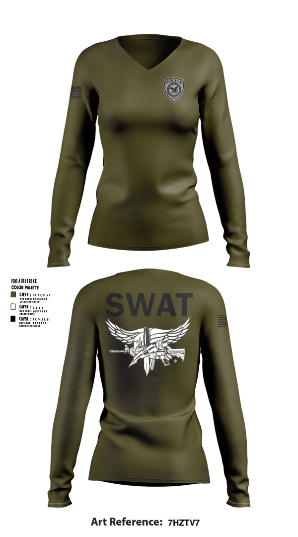 Womens Long Sleeve Vneck Shirt, ALAMO AREA METRO SWAT TEAM, Police, Teamtime, Team time, sublimation, custom sports apparel, team uniforms, spirit wear, spiritwear, sports uniforms, custom shirts, team store, custom team store, fundraiser sports, apparel fundraiser