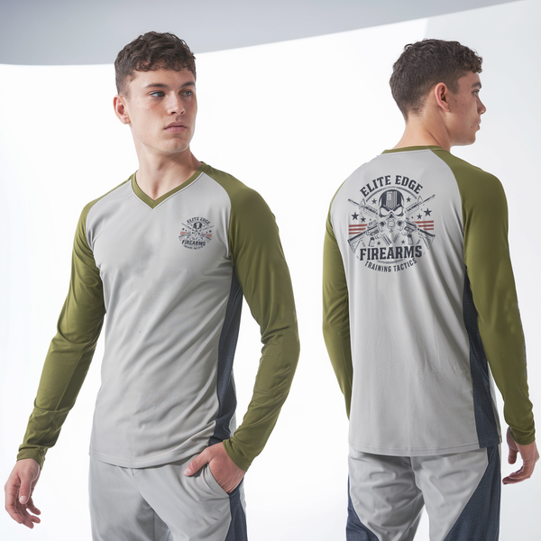 Womens Long Sleeve Vneck Shirt, Elite edge firearms, , Teamtime, Team time, sublimation, custom sports apparel, team uniforms, spirit wear, spiritwear, sports uniforms, custom shirts, team store, custom team store, fundraiser sports, apparel fundraiser