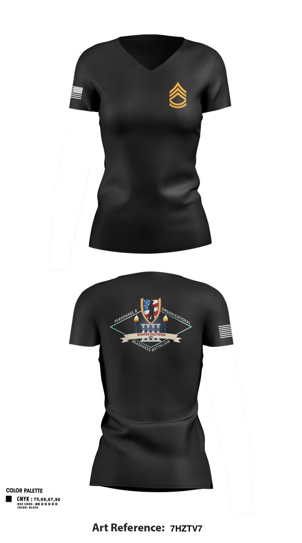 Womens Short Sleeve Vneck Shirt, Personnel and Organizational Readiness Battalion, National Guard, Teamtime, Team time, sublimation, custom sports apparel, team uniforms, spirit wear, spiritwear, sports uniforms, custom shirts, team store, custom team store, fundraiser sports, apparel fundraiser