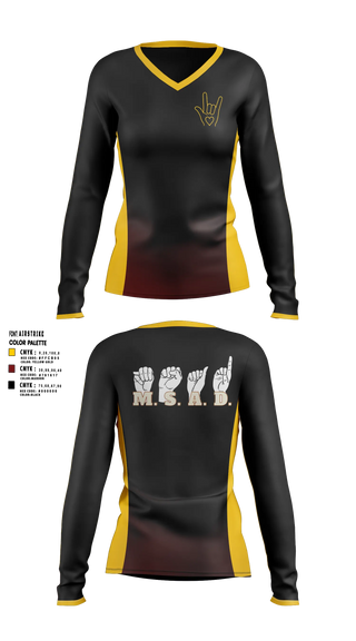 Womens Long Sleeve Vneck Shirt, Minnesota State Academy for the Deaf Trojans, Cheer, Teamtime, Team time, sublimation, custom sports apparel, team uniforms, spirit wear, spiritwear, sports uniforms, custom shirts, team store, custom team store, fundraiser sports, apparel fundraiser