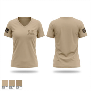 Womens Short Sleeve Vneck Shirt, WHHS JROTC, Army, Teamtime, Team time, sublimation, custom sports apparel, team uniforms, spirit wear, spiritwear, sports uniforms, custom shirts, team store, custom team store, fundraiser sports, apparel fundraiser