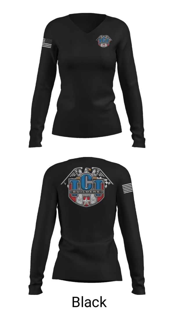 Women's Long Sleeve Vneck Shirt, TCT Builders Inc., , Teamtime, Team time, sublimation, custom sports apparel, team uniforms, spirit wear, spiritwear, sports uniforms, custom shirts, team store, custom team store, fundraiser sports, apparel fundraiser