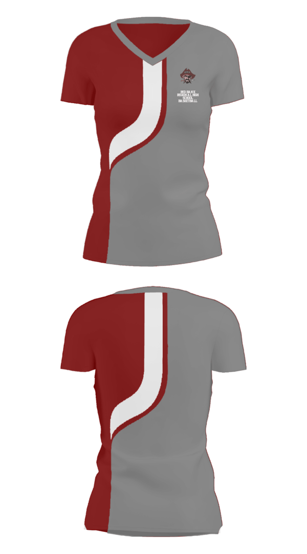 Women's Short Sleeve Vneck Shirt, Red Bank Regional High School Basketball, Women's Basketball, Teamtime, Team time, sublimation, custom sports apparel, team uniforms, spirit wear, spiritwear, sports uniforms, custom shirts, team store, custom team store, fundraiser sports, apparel fundraiser