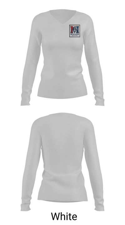 Mull Mustangs 47908731 Women's Long Sleeve V-neck Shirt - 16