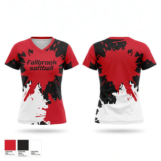 Womens Short Sleeve Vneck Shirt, Fallbrook softball, Softball, Teamtime, Team time, sublimation, custom sports apparel, team uniforms, spirit wear, spiritwear, sports uniforms, custom shirts, team store, custom team store, fundraiser sports, apparel fundraiser