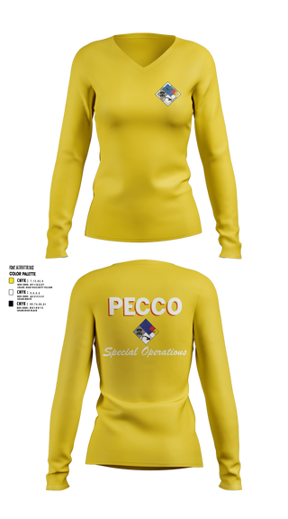 Womens Long Sleeve Vneck Shirt, PECCO, , Teamtime, Team time, sublimation, custom sports apparel, team uniforms, spirit wear, spiritwear, sports uniforms, custom shirts, team store, custom team store, fundraiser sports, apparel fundraiser