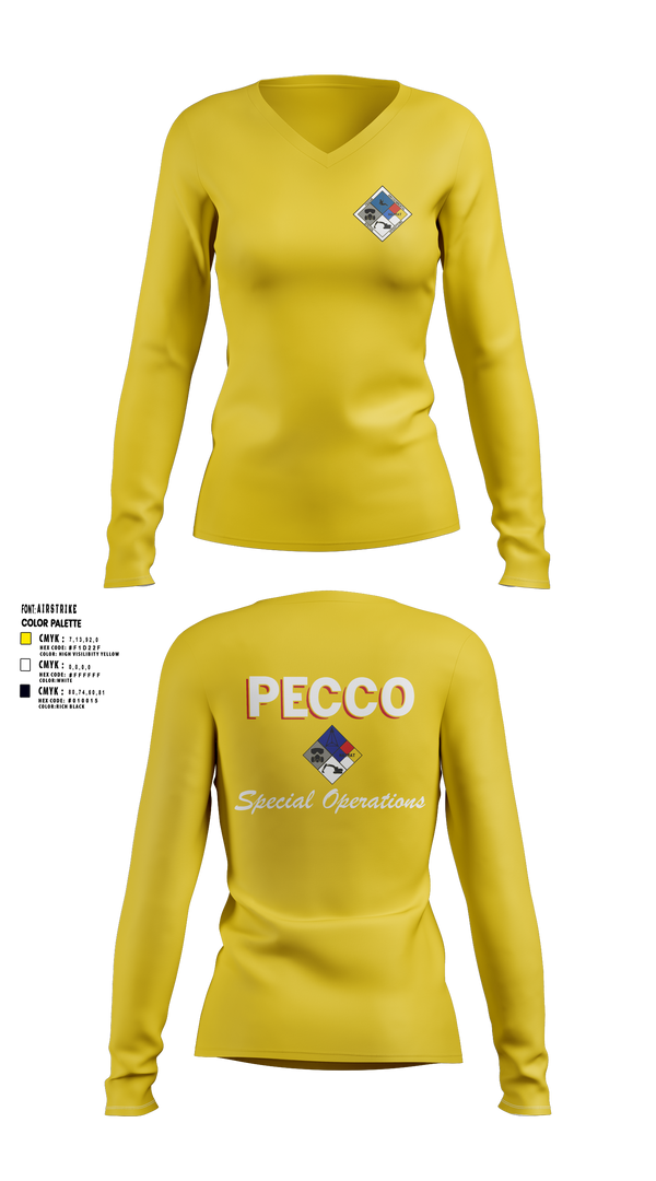 Womens Long Sleeve Vneck Shirt, PECCO, , Teamtime, Team time, sublimation, custom sports apparel, team uniforms, spirit wear, spiritwear, sports uniforms, custom shirts, team store, custom team store, fundraiser sports, apparel fundraiser